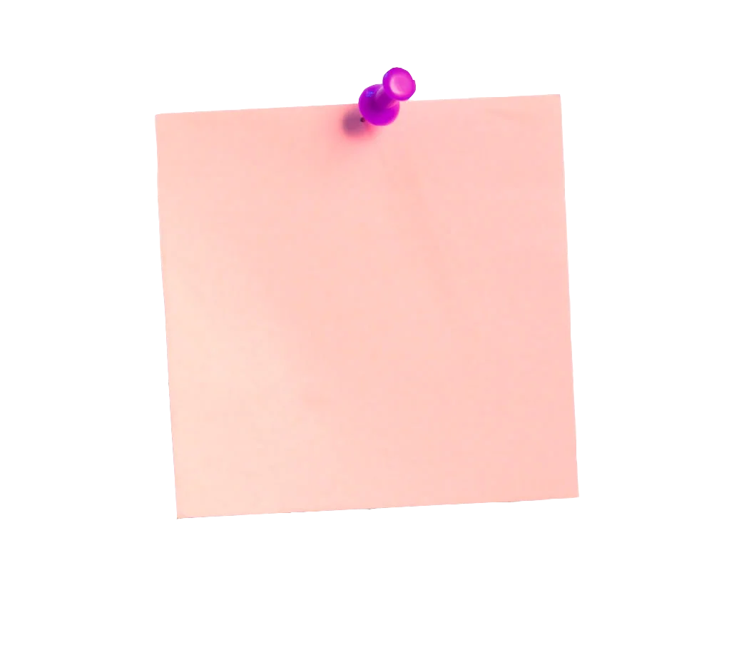Soft Pink Sticky Note Clipart with Magenta Pushpin - Minimalist Office Supply Design