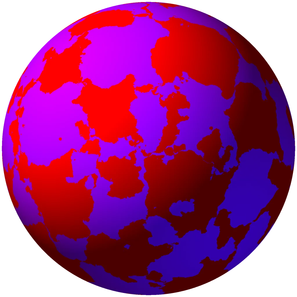 Abstract Spherical Globe Clipart with Intense Purple and Red Geometric Terrain