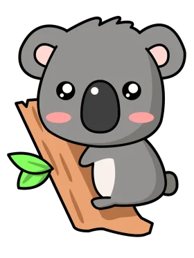 Adorable Cartoon Koala Bear Sitting on Branch Kawaii Clipart Design