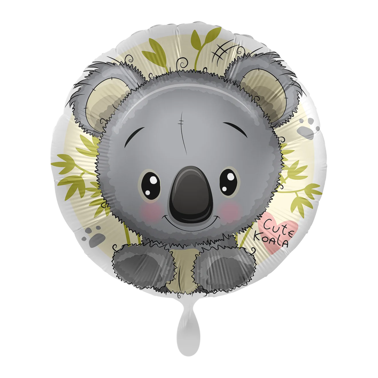 Adorable Gray Koala Balloon Clipart with Soft Pastel Botanical Background