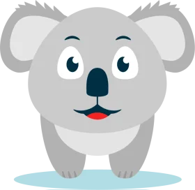 Adorable Gray Koala Bear Cartoon Clipart with Charming Facial Expression