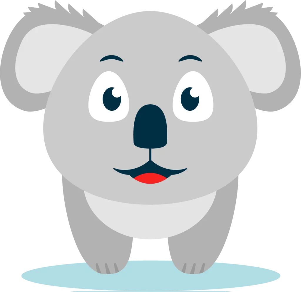 Adorable Gray Koala Bear Cartoon Clipart with Charming Facial Expression