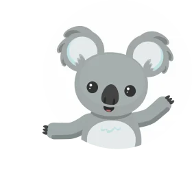 Adorable Gray Koala Bear Clipart: Cute Cartoon Character Waving Hello