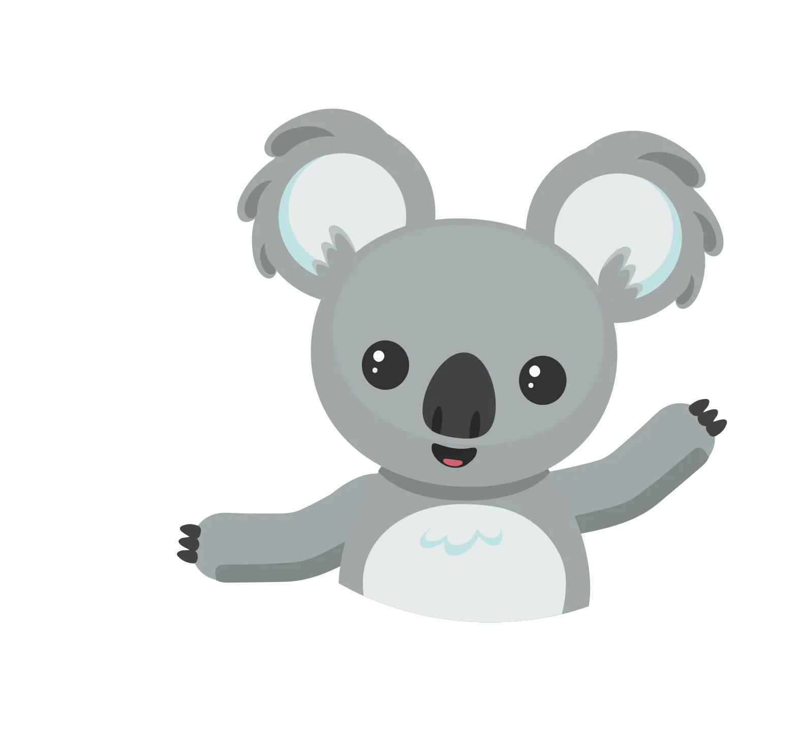 Adorable Gray Koala Bear Clipart: Cute Cartoon Character Waving Hello