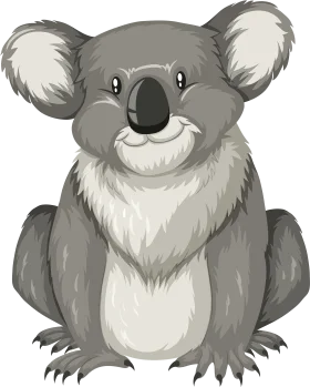 Adorable Gray Koala Bear Clipart: Cute Cartoon Character with Fluffy Fur