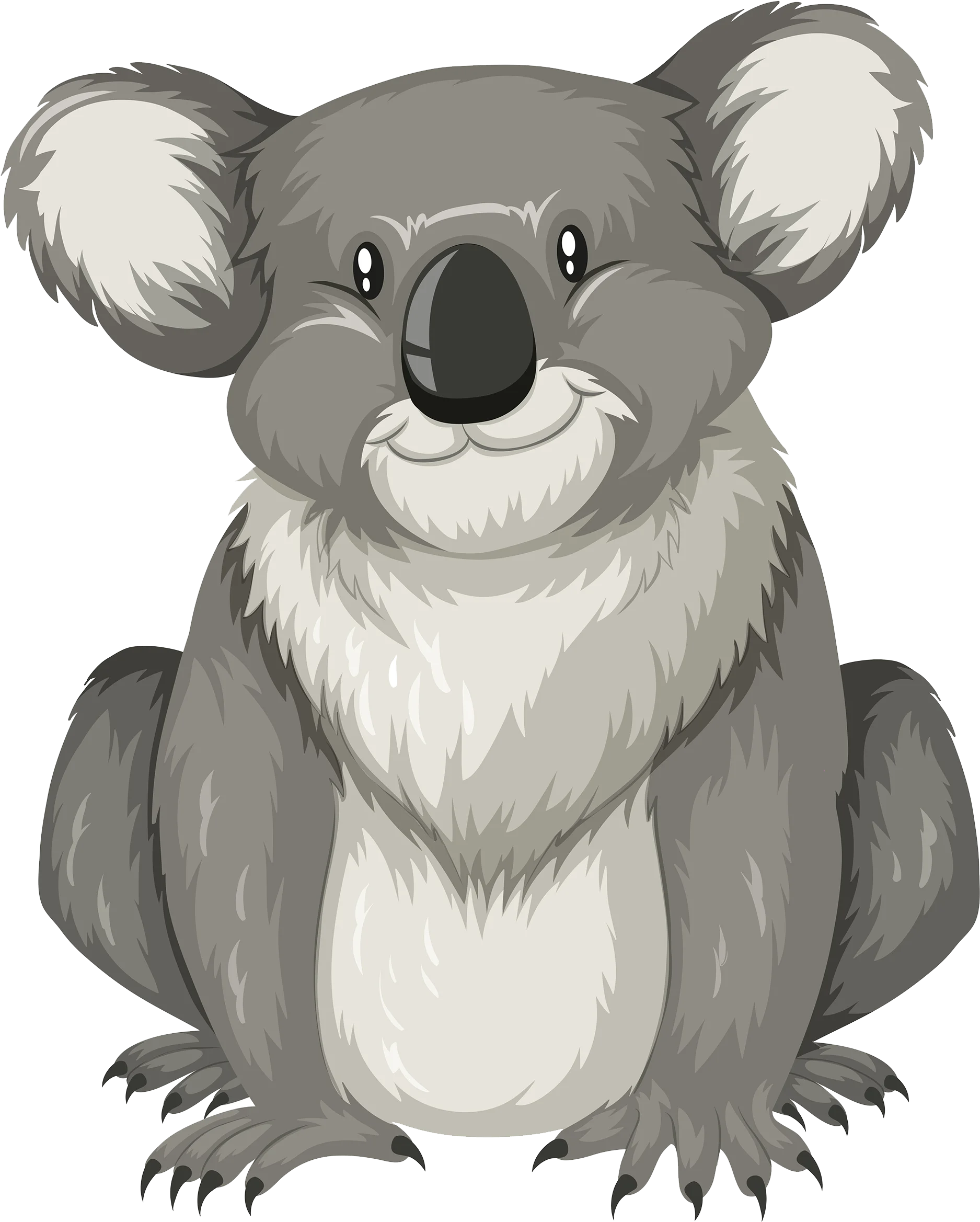 Adorable Gray Koala Bear Clipart: Cute Cartoon Character with Fluffy Fur