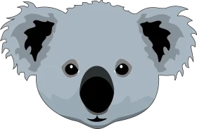 Adorable Gray Koala Bear Face Clipart Design with Soft Cartoon Style
