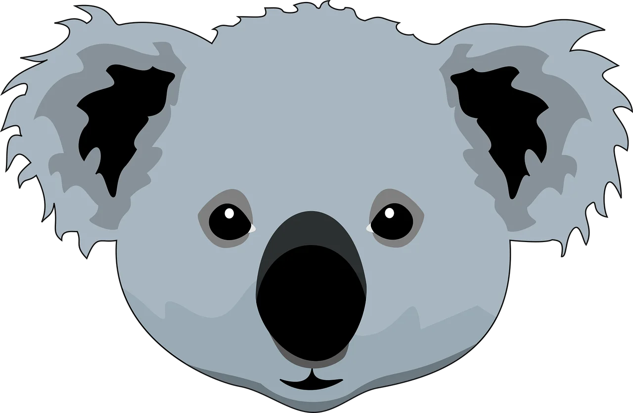 Adorable Gray Koala Bear Face Clipart Design with Soft Cartoon Style