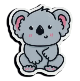 Adorable Gray Koala Bear Sticker Clipart with Cute Rounded Design