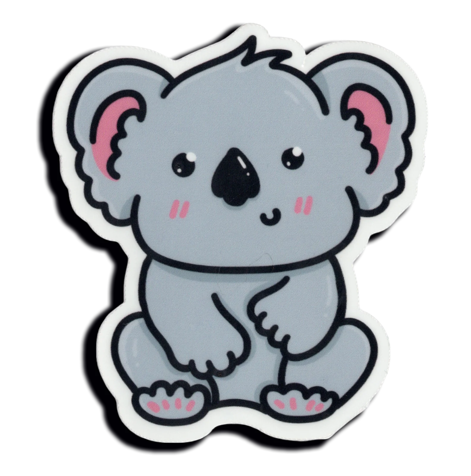 Adorable Gray Koala Bear Sticker Clipart with Cute Rounded Design