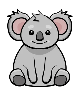 Adorable Gray Koala Clipart: Cute Cartoon Style Marsupial Illustration for Kids