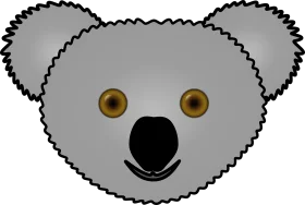 Adorable Grayscale Koala Bear Face Clipart with Soft Textured Outline