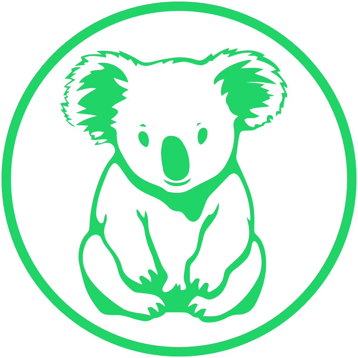 Adorable Green Koala Silhouette Clipart Design for Nature Lovers