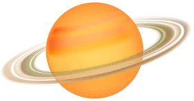 Artistic Planetary Illustration: Luminous Orange Gas Giant with Iconic Ring System Clipart