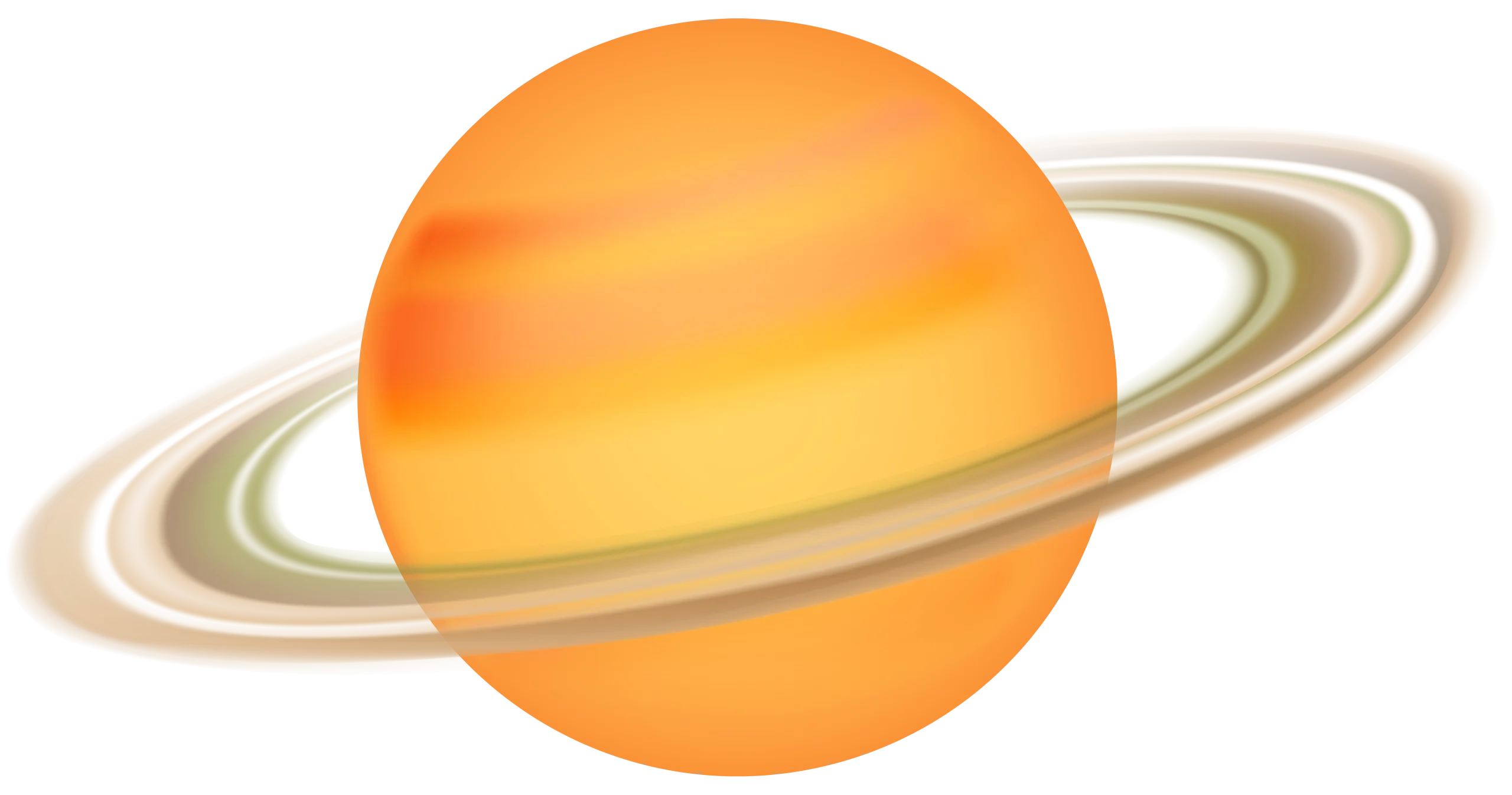 Artistic Planetary Illustration: Luminous Orange Gas Giant with Iconic Ring System Clipart
