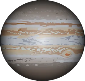 Detailed Jupiter Planetary Clipart: Mesmerizing Gas Giant with Swirling Cloud Bands
