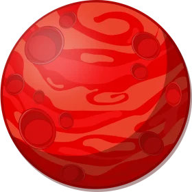 Fiery Red Spherical Planet Clipart with Swirling Atmospheric Patterns