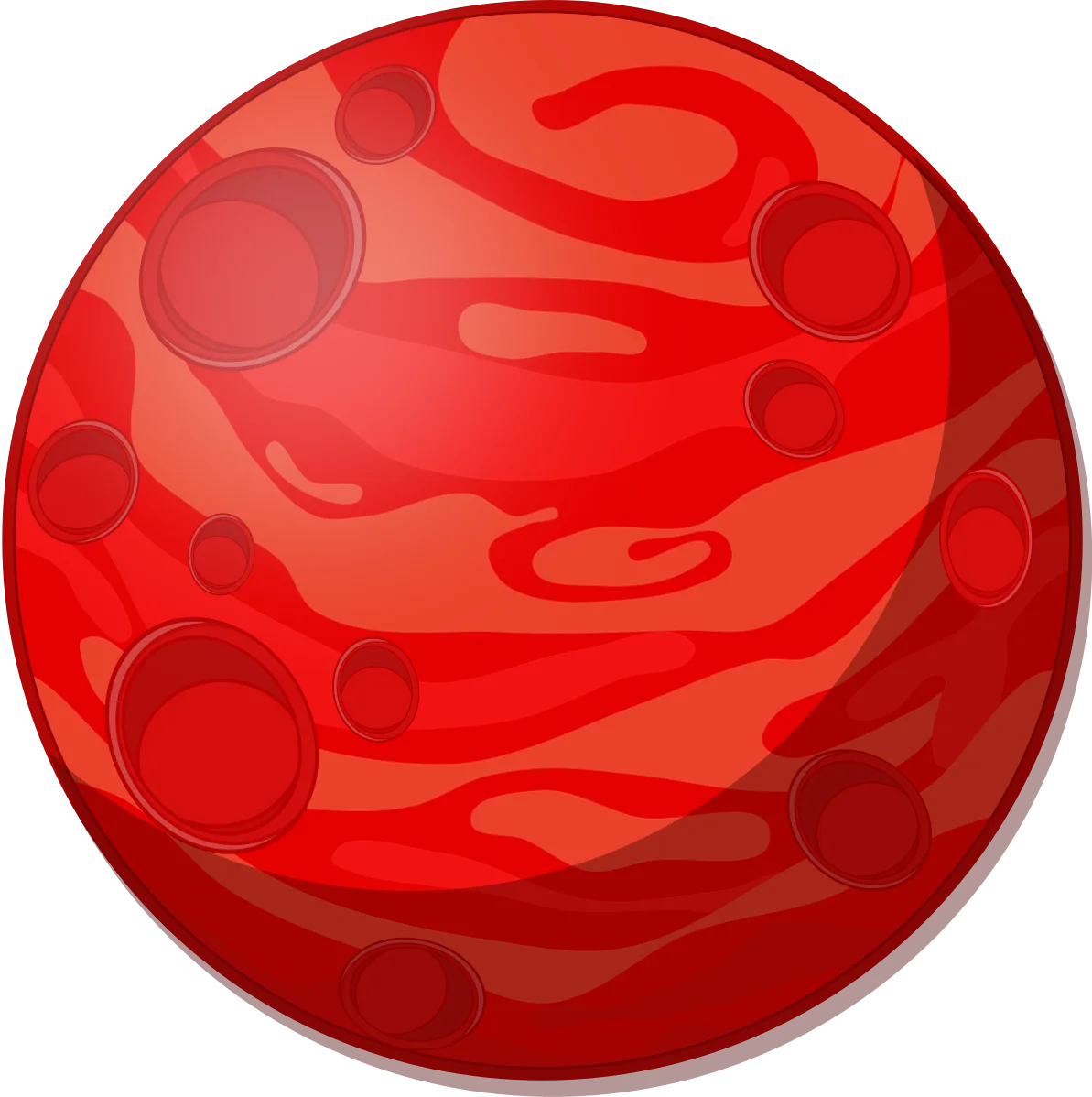 Fiery Red Spherical Planet Clipart with Swirling Atmospheric Patterns
