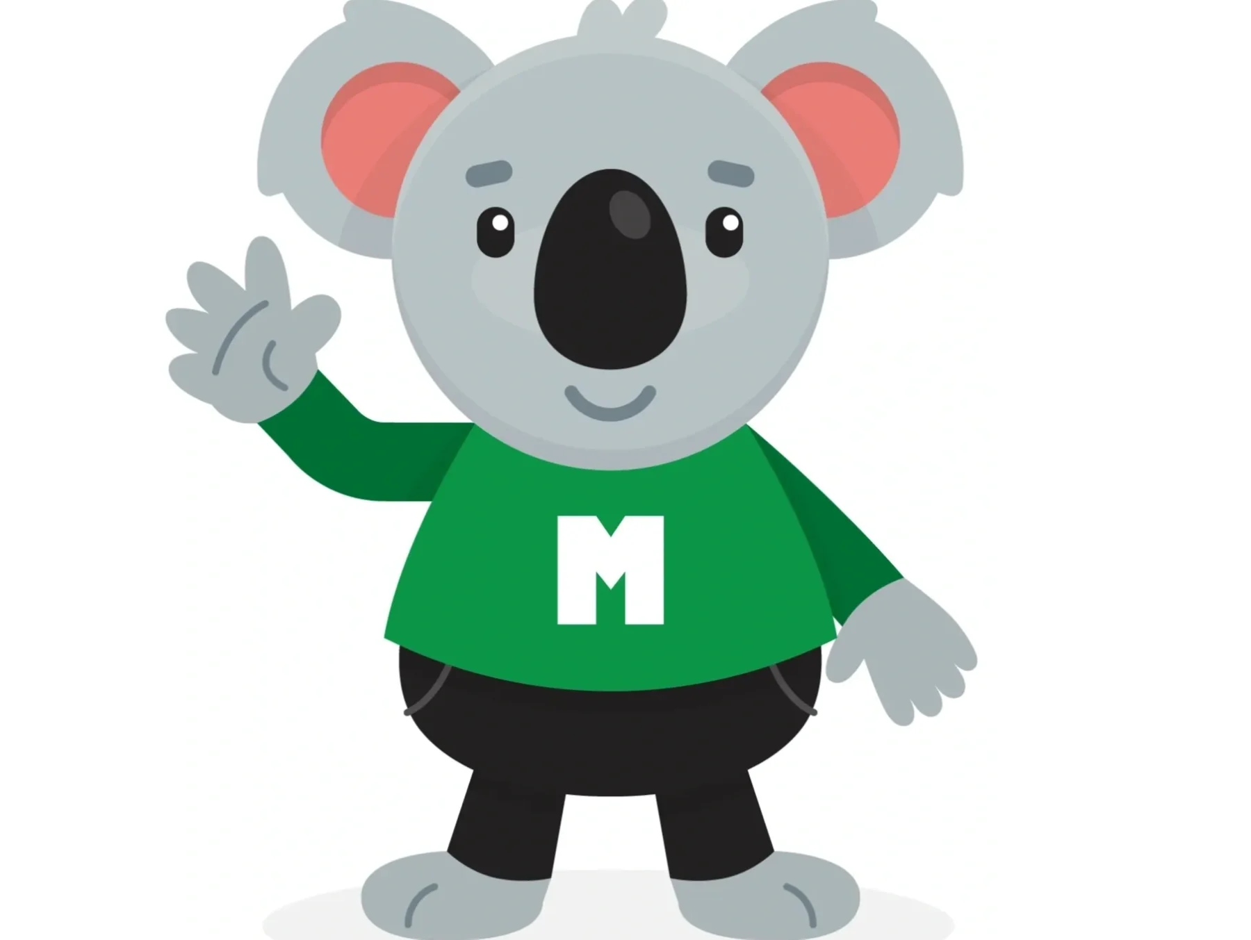 Friendly Cartoon Koala Bear Mascot Clipart with Green Shirt and Playful Pose