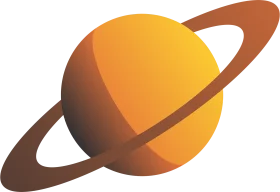 Golden Planetary Sphere with Encircling Rings: Minimalist Space Clipart Design