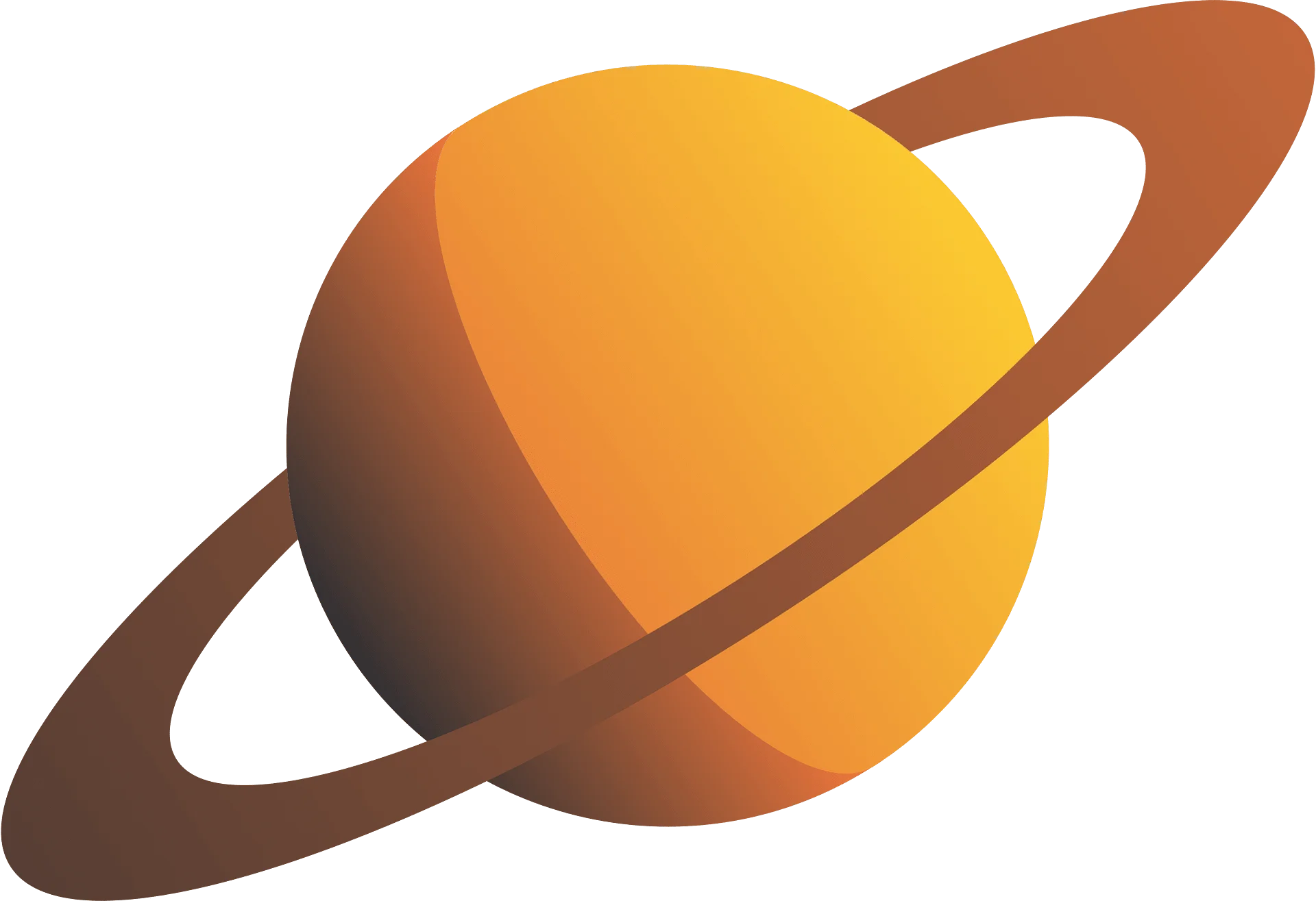 Golden Planetary Sphere with Encircling Rings: Minimalist Space Clipart Design