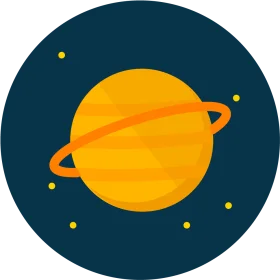 Minimalist Saturn Planet Clipart Design with Orbital Ring and Starry Background