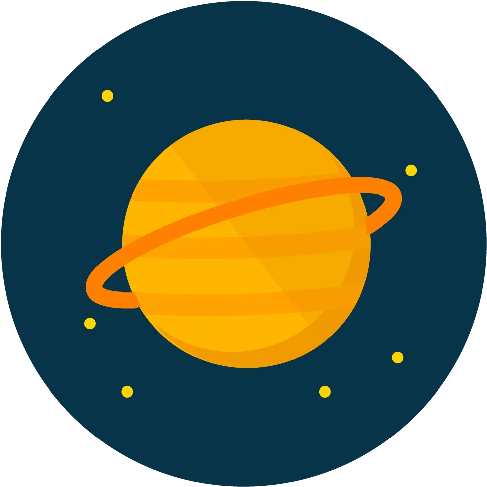 Minimalist Saturn Planet Clipart Design with Orbital Ring and Starry Background