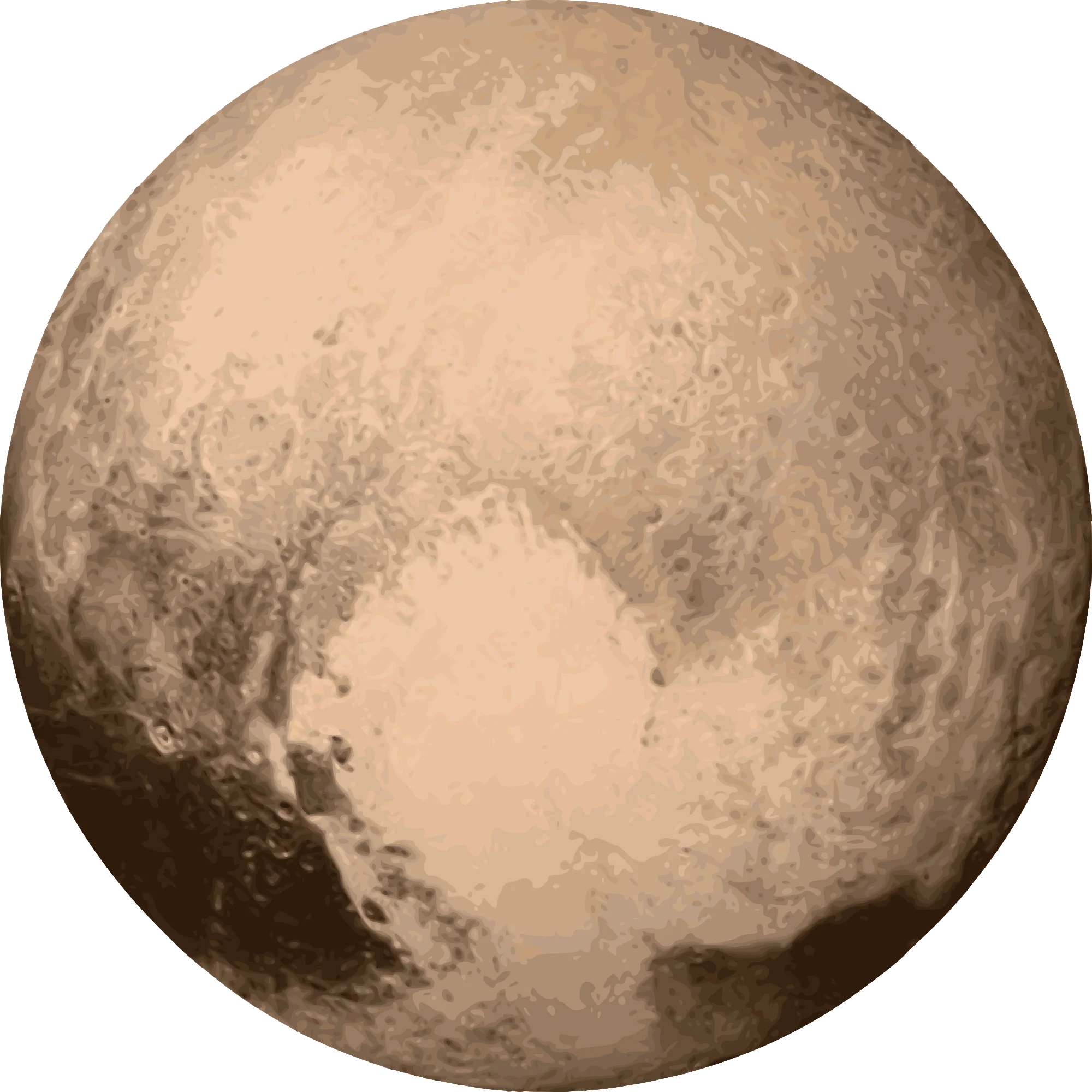 Pluto Planetary Clipart: Sepia-Toned Celestial Representation of Distant Dwarf Planet