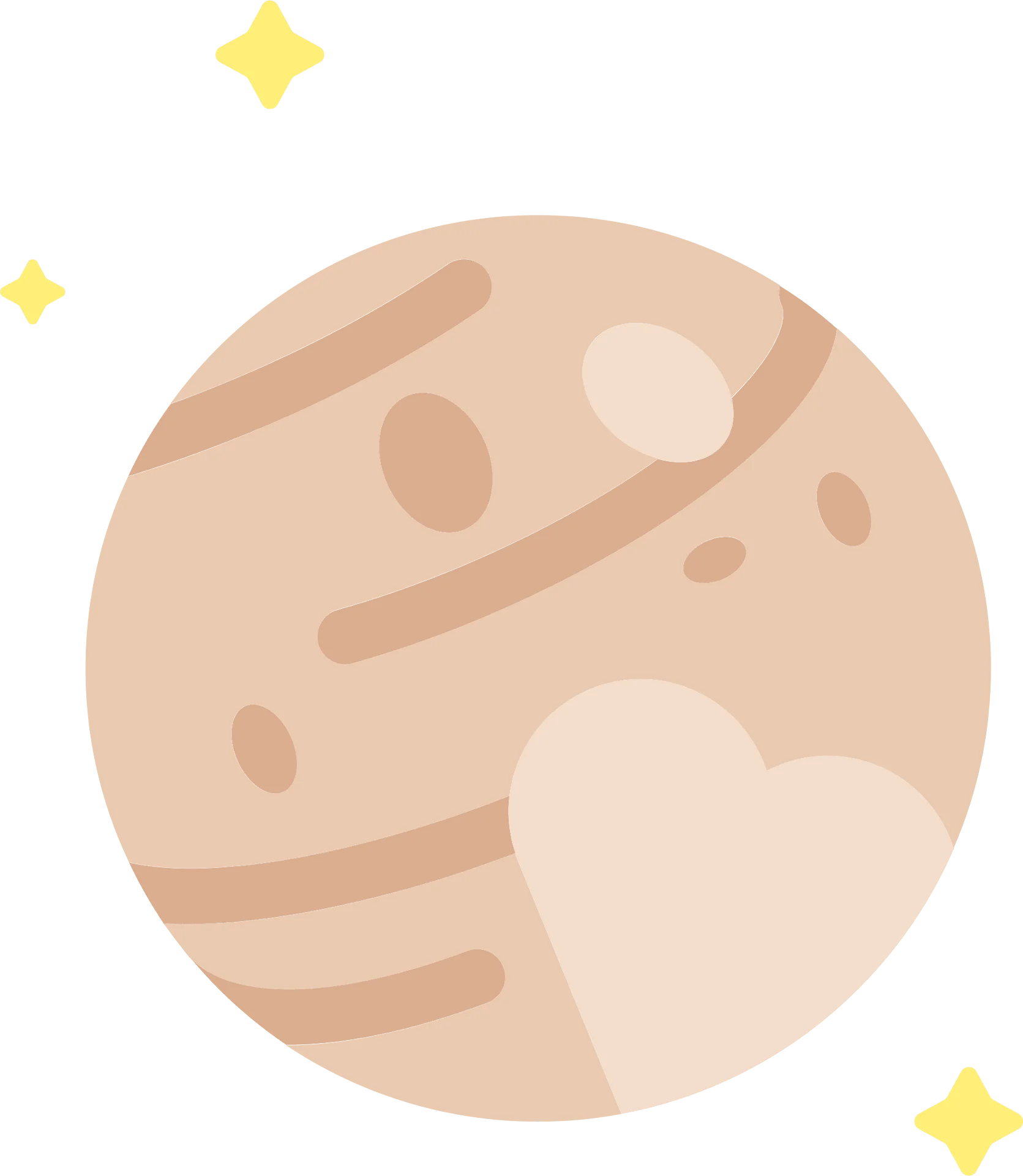 Soft Pastel Planetary Exploration: Minimalist Space Clipart Illustration