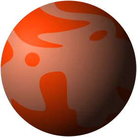 Spherical Mars-Inspired Planetary Clipart with Rusty Orange Terrain Patterns