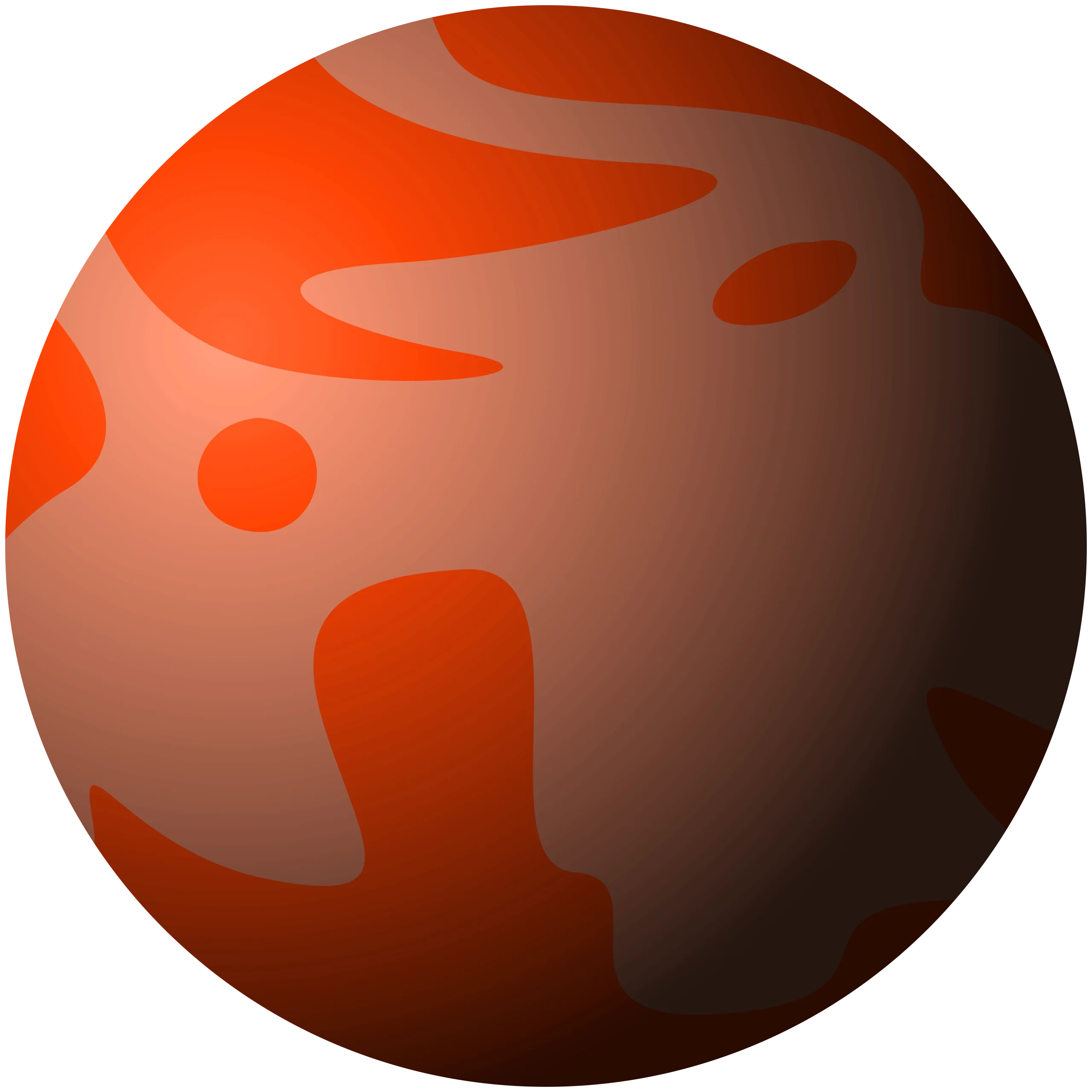 Spherical Mars-Inspired Planetary Clipart with Rusty Orange Terrain Patterns