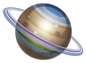 Stylized Celestial Sphere Clipart with Layered Rings and Soft Color Palette