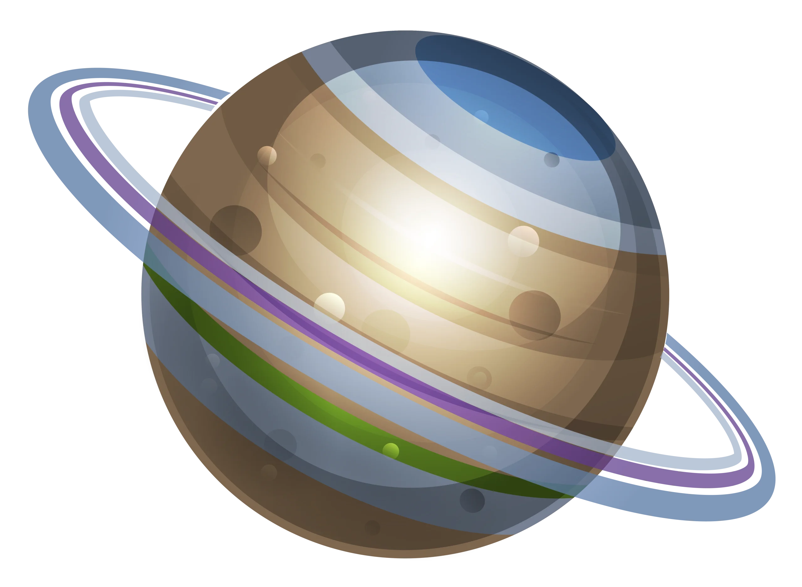 Stylized Celestial Sphere Clipart with Layered Rings and Soft Color Palette