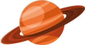 Stylized Orange Saturn-Like Planet Clipart with Distinctive Orbital Rings