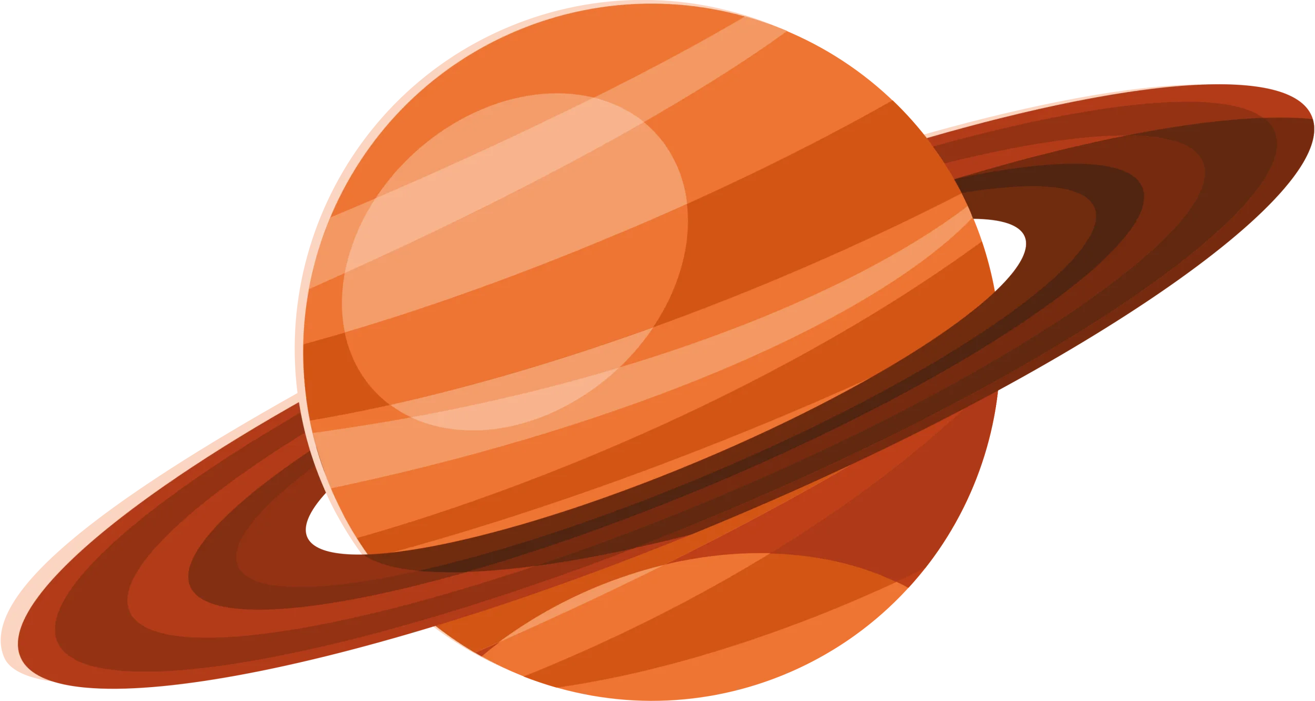 Stylized Orange Saturn-Like Planet Clipart with Distinctive Orbital Rings
