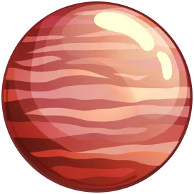 Stylized Planetary Sphere Clipart with Layered Crimson and Coral Gradients