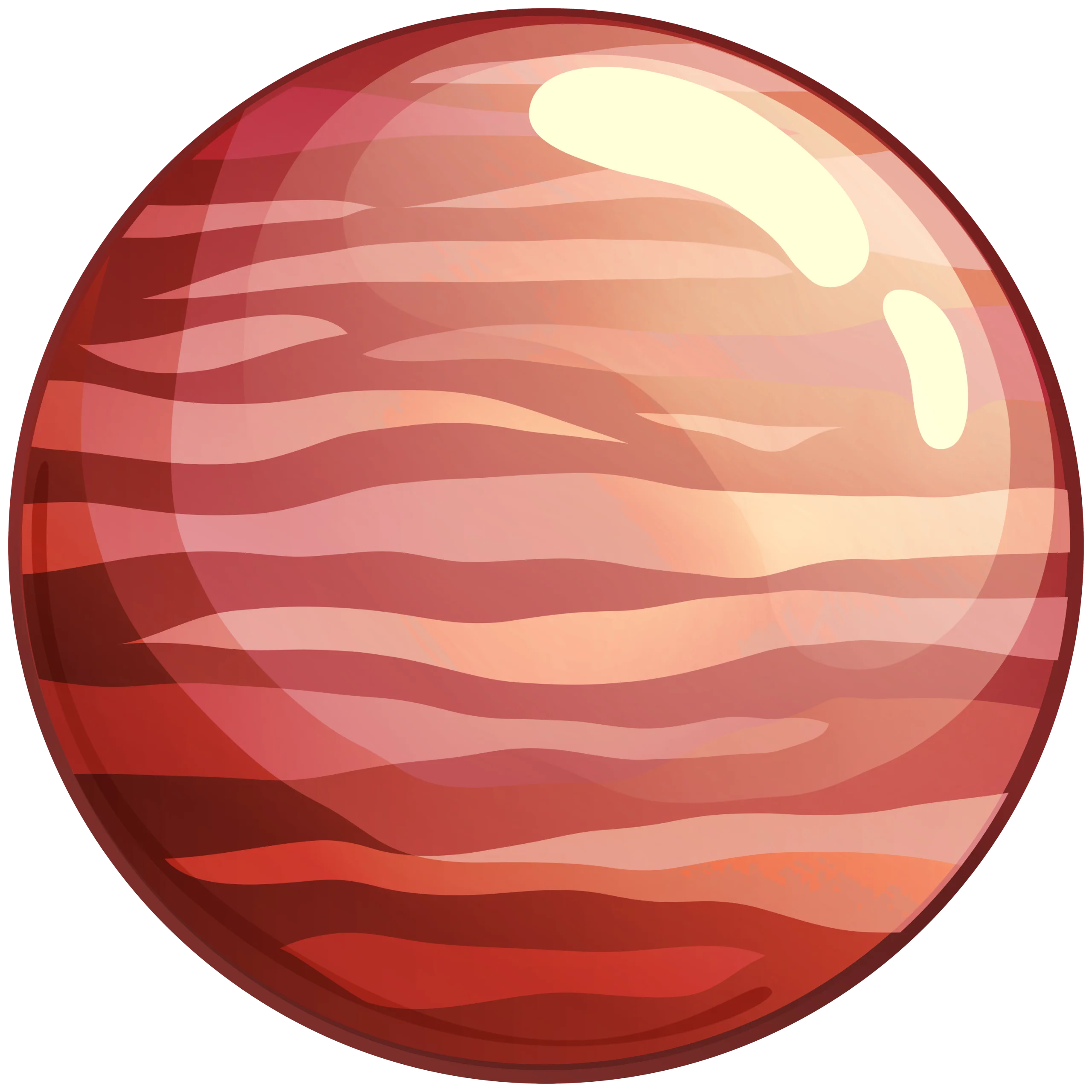 Stylized Planetary Sphere Clipart with Layered Crimson and Coral Gradients
