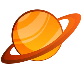 Stylized Saturn-Inspired Planet Clipart with Warm Orange Gradient Rings