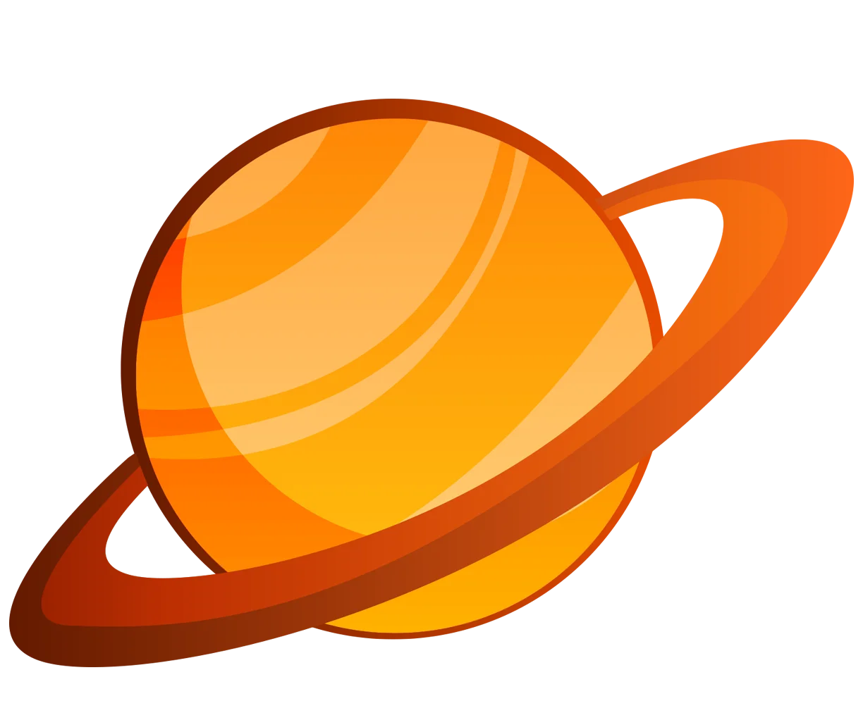 Stylized Saturn-Inspired Planet Clipart with Warm Orange Gradient Rings