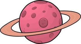 Whimsical Pink Planetary Clipart with Playful Crater Landscape and Orbital Ring