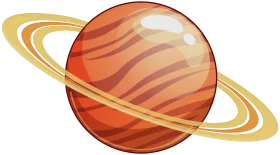 Whimsical Saturn-Inspired Planetary Clipart with Warm Orange Swirling Bands