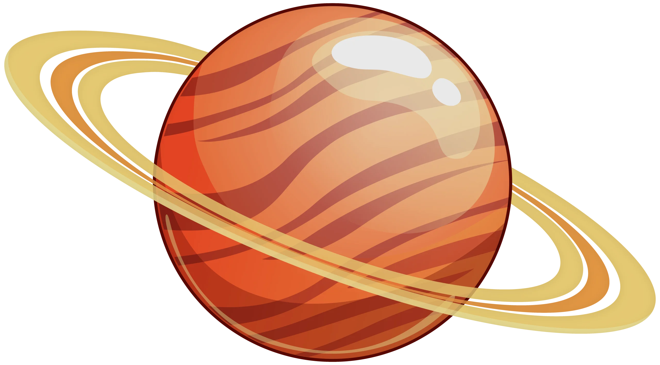 Whimsical Saturn-Inspired Planetary Clipart with Warm Orange Swirling Bands