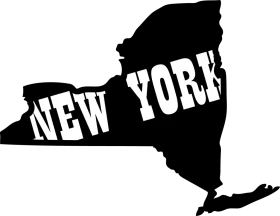 Black and White New York State Silhouette Typography Clipart Design