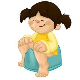 Cheerful Child Learning Potty Training Process Cartoon Clipart Illustration