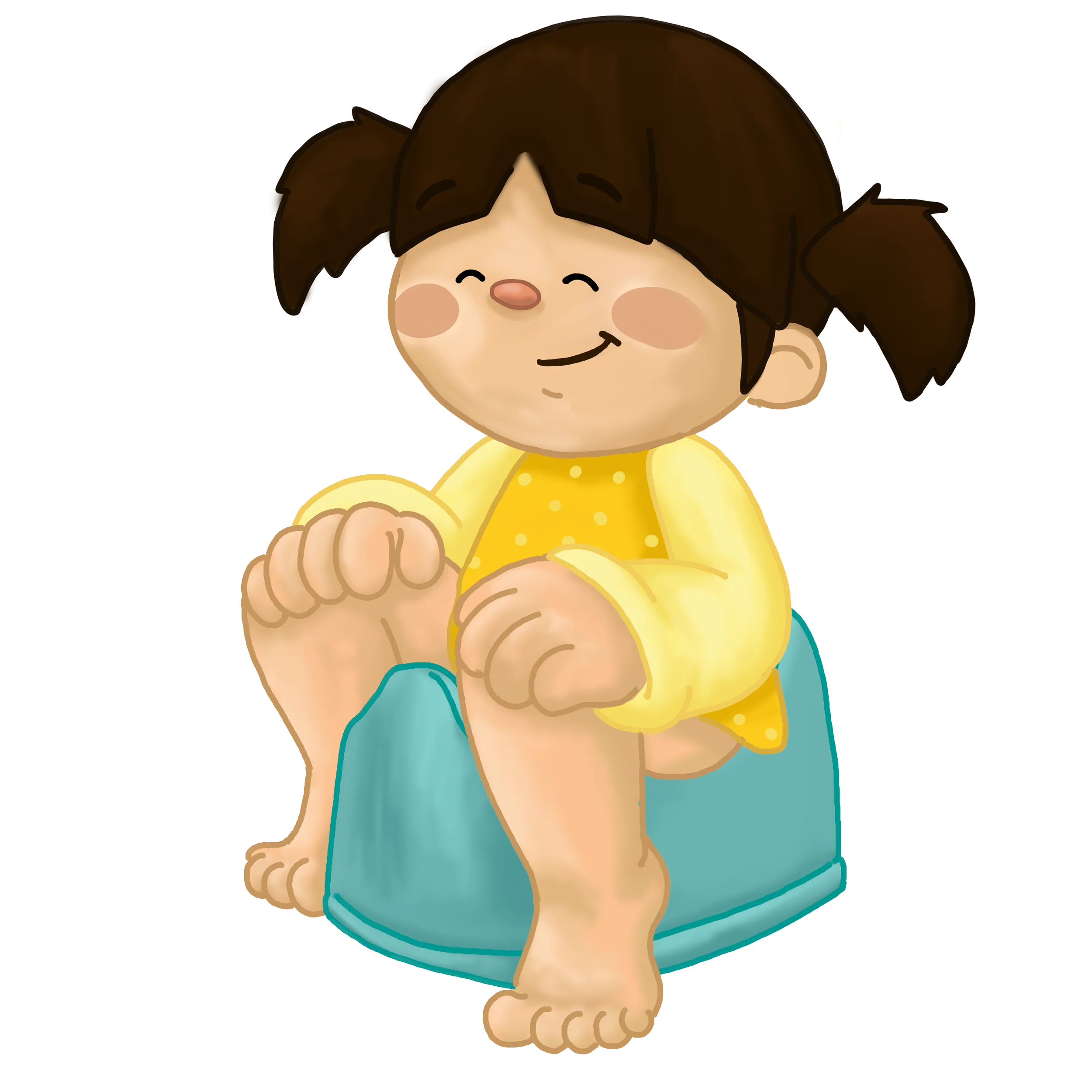Cheerful Child Learning Potty Training Process Cartoon Clipart Illustration