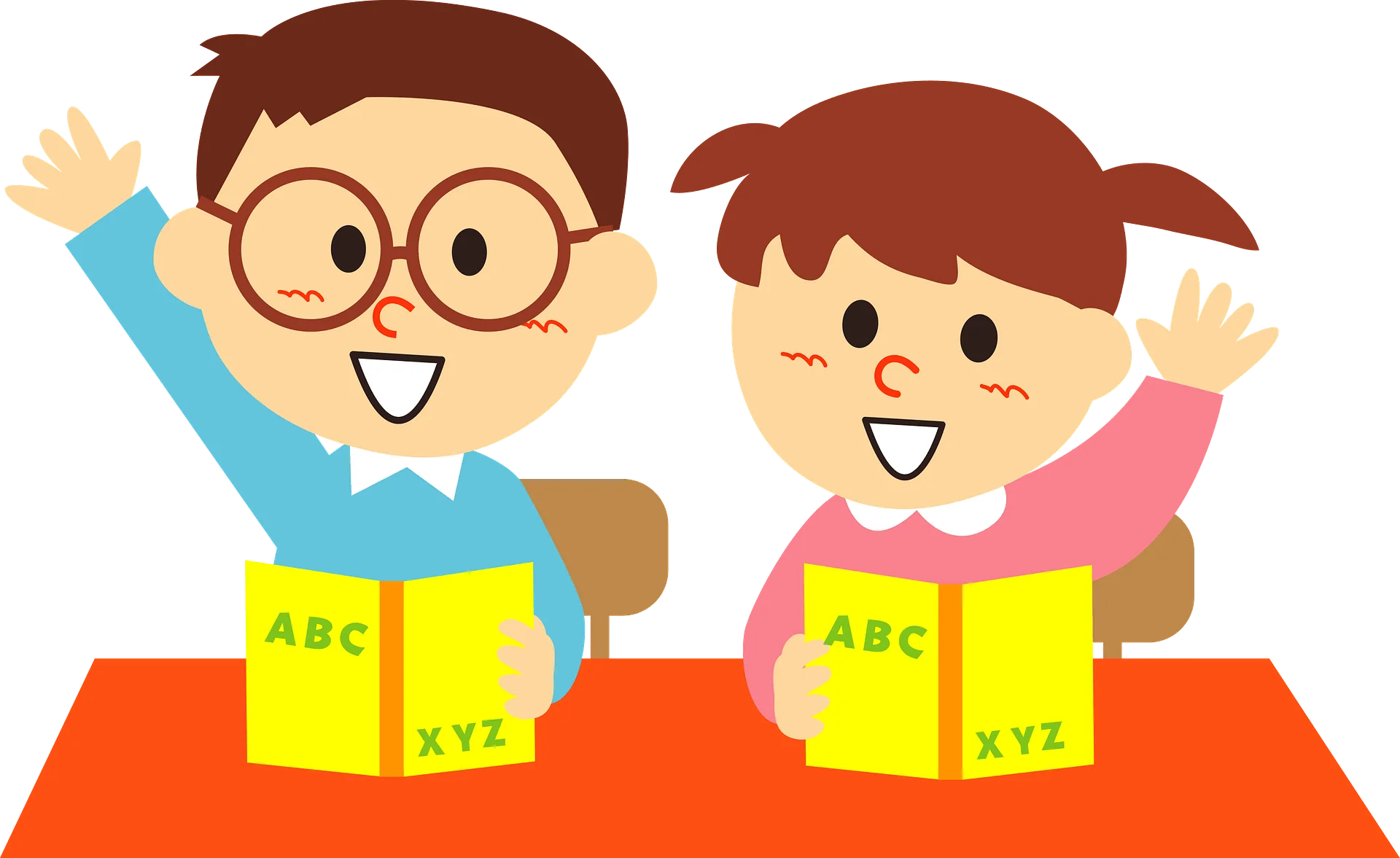 Cheerful Kids Learning ABC Alphabet Clipart for Educational Resources