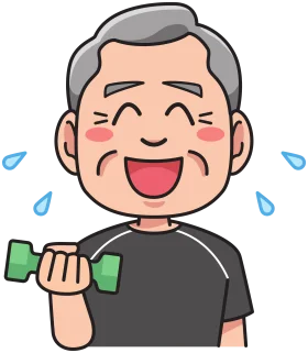 Cheerful Senior Fitness Enthusiast Exercising with Dumbbell Cartoon Clipart
