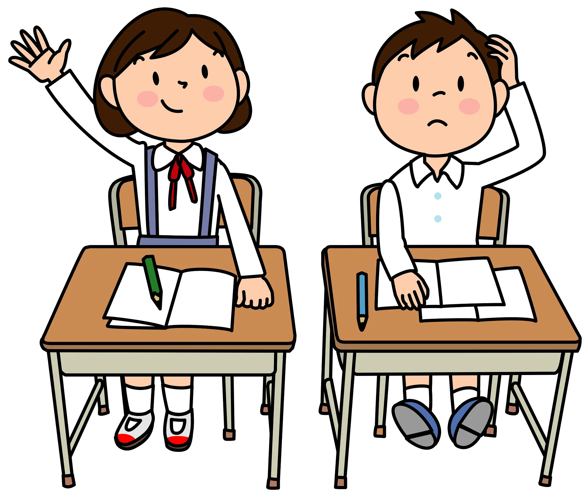 Classroom Scene with Studious and Distracted Students Clipart Illustration