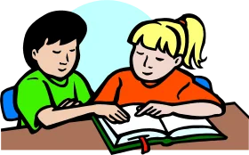 Collaborative Learning Moment: Students Studying Together Clipart Illustration