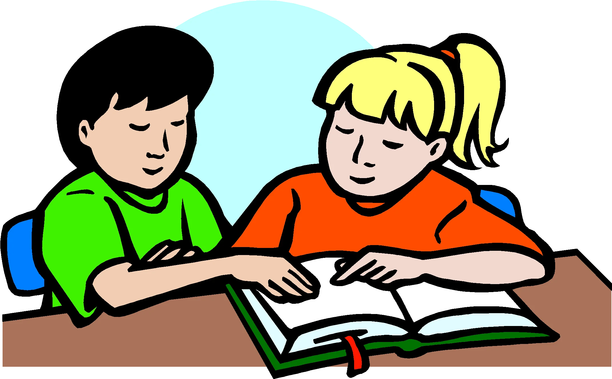 Collaborative Learning Moment: Students Studying Together Clipart Illustration